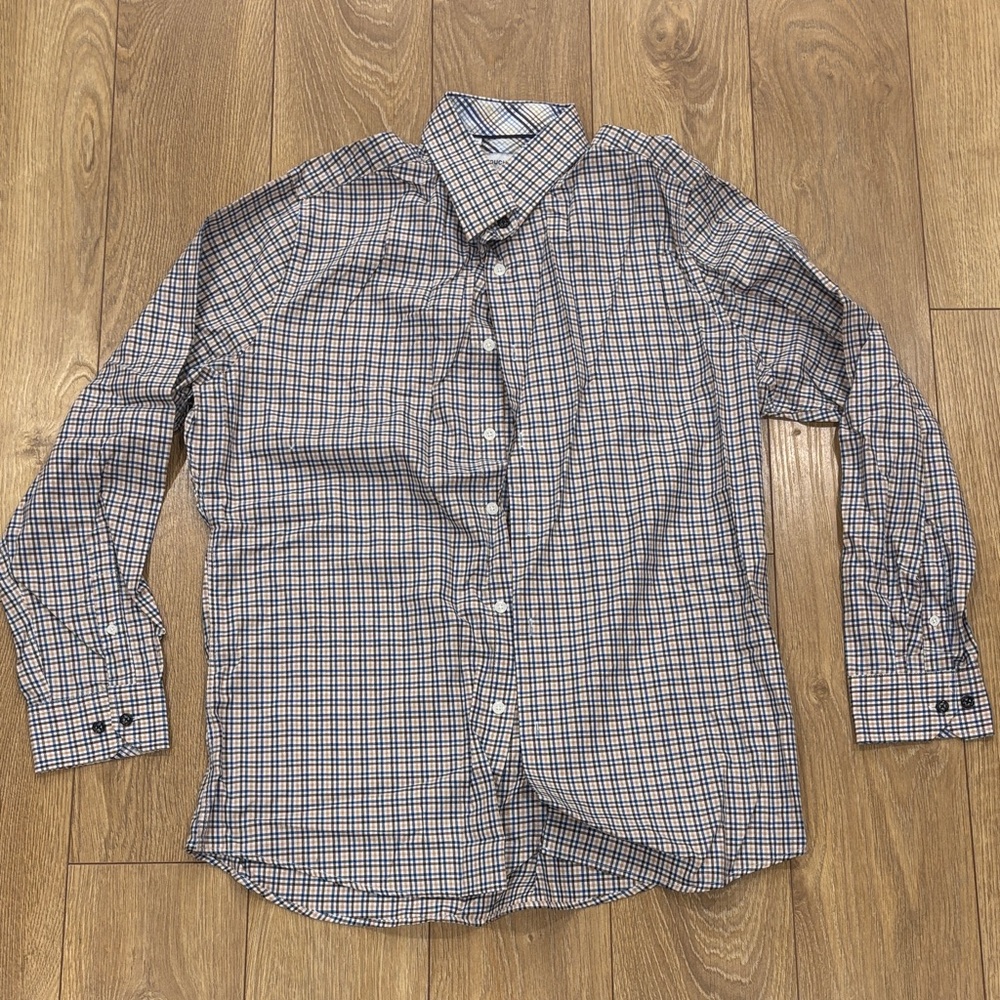 Duchamp Blue and White Plaid Casual Shirt
